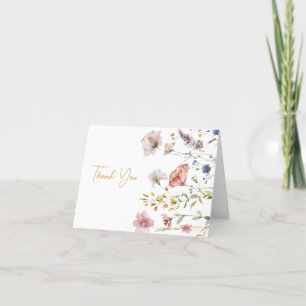 Boho Wilde Bloem Bedankkaart
