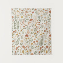 Boho Wilde Bloem Botanische Bloem Aardetinten Muur