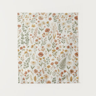 Boho Wilde Bloem Botanische Bloem Aardetinten Muur Wandkleed