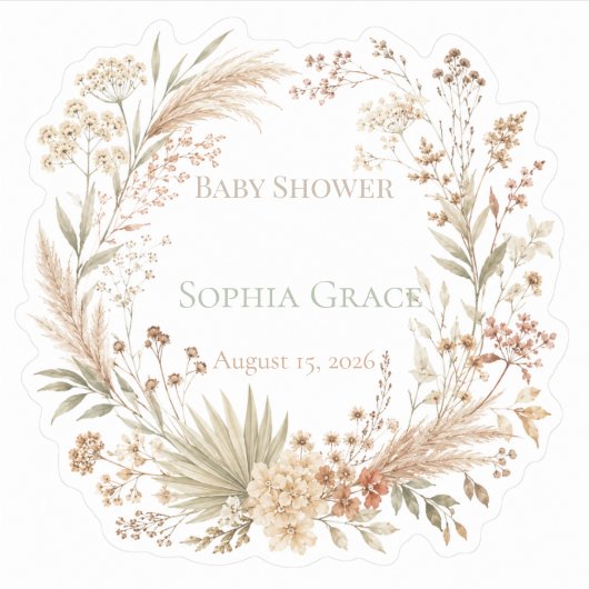 Boho Wilde Bloem Botanische Stickers (Voorkant)