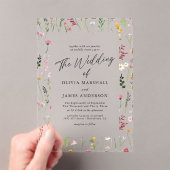 Boho Wilde Bloem Bruiloft Acryl Uitnodigingen (Insitu (Draagbaar))