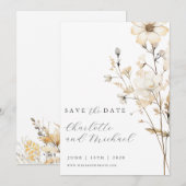 Boho Wilde Bloem Bruiloft | Ivoor  Save The Date (Voorkant / Achterkant)