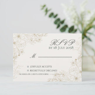 Boho Wilde Bloem Bruiloft RSVP Kaart