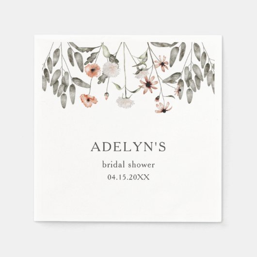 Boho Wilde Bloem Bruiloftsfeest Servet (Voorkant)