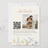 Boho wilde bloem elegante script QR-code bruiloft Kaart (Achterkant)