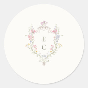 Boho Wilde Bloem Elegante Trouwdag Ronde Sticker