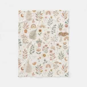 Boho Wilde Bloem en Pothos Neutrale Baby Fleece Deken