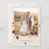 Boho Wilde Bloem Foto Bruiloft Save The Date (Achterkant)