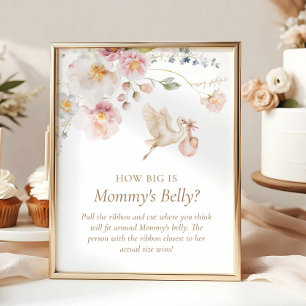Boho wilde bloem Hoe groot is mama's buik bord Poster