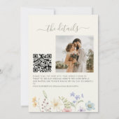 Boho wilde bloem salie groen script QR-code trouwe Kaart (Achterkant)