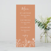 Boho wilde bloem terracotta bruiloft menu (Staand voorkant)