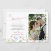 Boho wilde bloem trouwfoto bedankkaart (Voorkant)