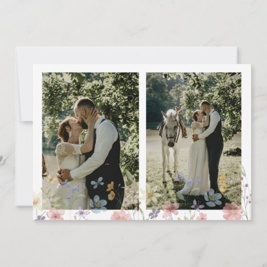 Boho wilde bloem trouwfoto bedankkaart (Achterkant)