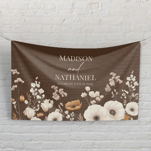 Boho Wilde Bloem Tuin Bruiloft Spandoek