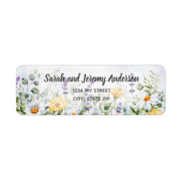 Boho Wilde Bloem Waterverf Persoonlijke Trouwdag Etiket