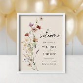Boho Wilde Bloem Welkom Bruiloft Poster