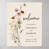 Boho Wilde Bloem Welkom Bruiloft Poster (Voorkant)