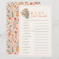 Boho Wilde Bloem Woord Verwarring Baby Shower Spel