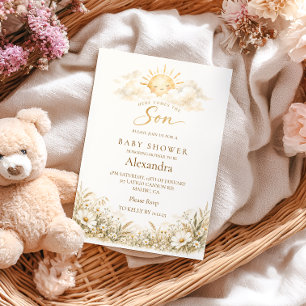 Boho Wilde Bloem Zon Baby Shower Kaart