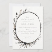 Boho Wilde Bloem Zwarte Bruine Herfstkrans Bruilof Kaart (Voorkant)