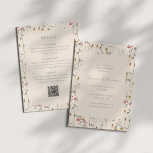 Boho Wilde Bloemen Alles in Eén Details Baby Showe Kaart