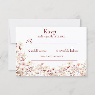 Boho wilde bloemen antwoordkaart RSVP kaartje