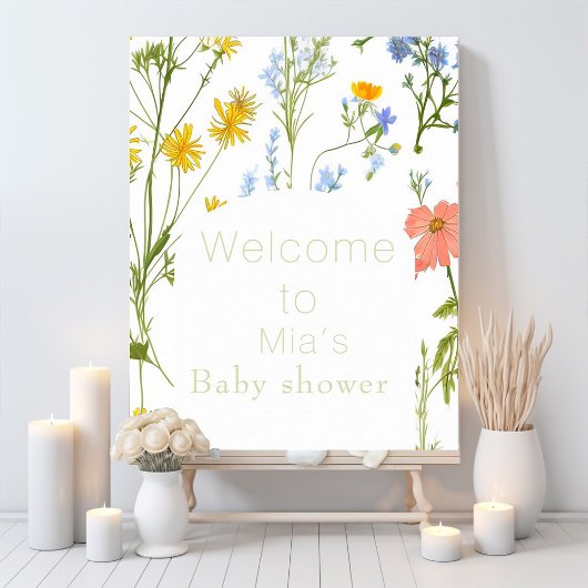 Boho wilde bloemen Baby shower Poster