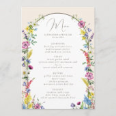 Boho Wilde Bloemen Boog Bruiloft Menu (Voorkant)