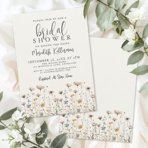 Boho Wilde Bloemen Bruidsdouche Kaart