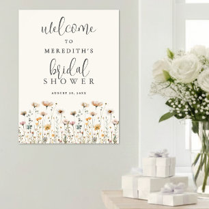 Boho Wilde Bloemen Bruidsdouche Poster