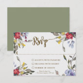 boho wilde bloemen bruiloft bruidsfeest RSVP kaart (Voorkant / Achterkant)