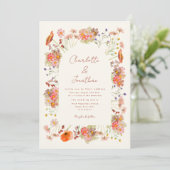 Boho Wilde Bloemen Bruiloft QR Code Kaart (Staand voorkant)