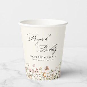 Boho Wilde Bloemen Brunch & Mousserende Wijn Bruid Papieren Bekers