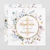 Boho wilde bloemen Cirkel Doop Kaart (Voorkant / Achterkant)