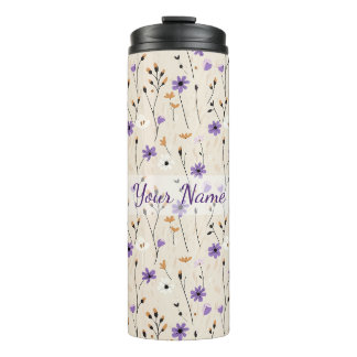 Boho Wilde Bloemen Gepersonaliseerde Bloem Thermosbeker