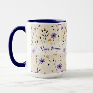 Boho Wilde Bloemen Gepersonaliseerde Bloemen Mok