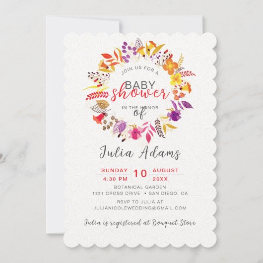 Boho Wilde Bloemen Herfst Krans Loof Baby Shower Kaart (Voorkant)