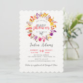 Boho Wilde Bloemen Herfst Krans Loof Baby Shower Kaart (Staand voorkant)