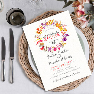 Boho Wilde Bloemen Herfst Krans Oefen Diner Kaart