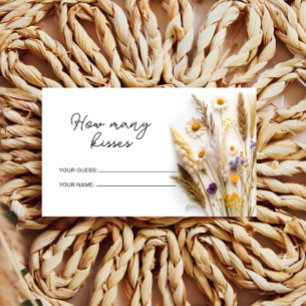 Boho wilde bloemen hoeveel kussen bruids spel informatiekaartje