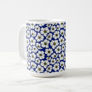 Boho Wilde Bloemen Op Blauw Koffiemok