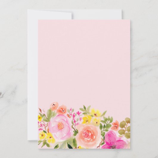 Boho wilde bloemen tuin roze vrijgezellenfeest bedankkaart (Achterkant)