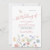 Boho wilde bloemen waterverf bloementuin bruiloft kaart (Voorkant)