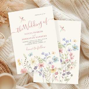 Boho wilde bloemen waterverf bloementuin bruiloft kaart