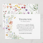 Boho Wilde Bloemen Weide Bruidsuitnodiging Bedankkaart (Voorkant / Achterkant)