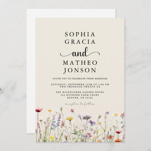 Boho Wilde Bloementuin Elegante Wilde Bloem Save The Date (Voorkant / Achterkant)