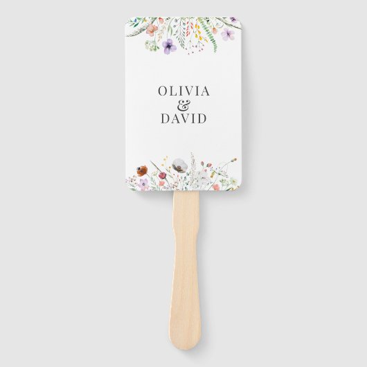 Boho Wilde Bloemenweide Trouwprogramma Handwaaier (Voorkant)