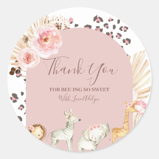 Boho Wilde Dieren Bedankt voor uw komst Klassiek Ronde Sticker (Voorkant)