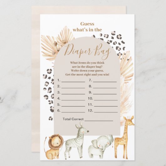 Boho Wilde Dieren raden wat er in de luierzak zit (Voorkant / Achterkant)