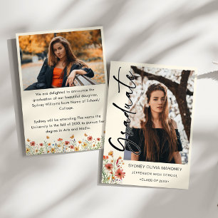 Boho Wildflower 2 foto's Afstuderen Aankondiging